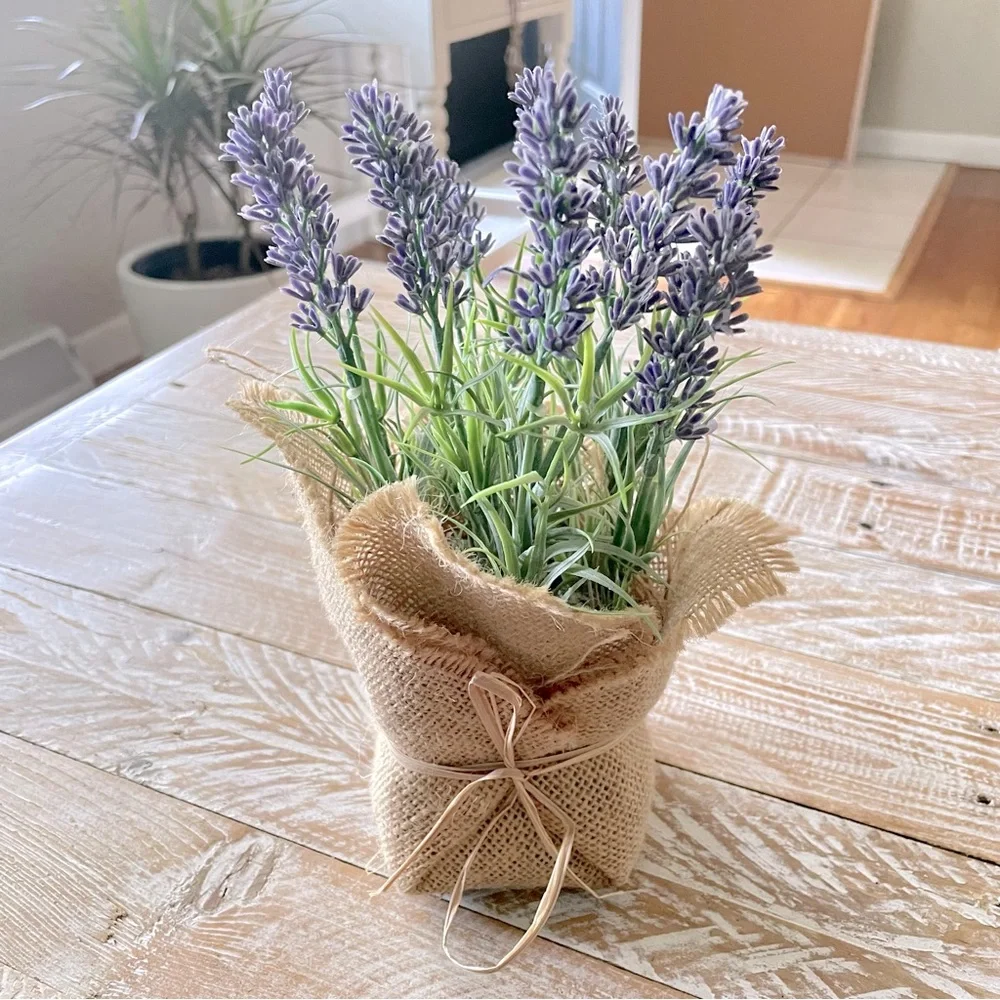🪴Burlap Wrapped Faux Lavender Plant🪴